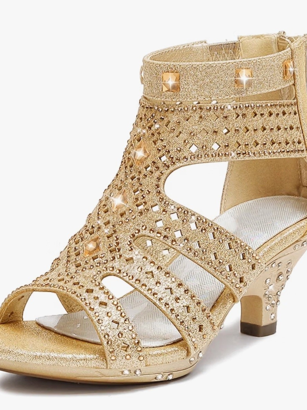 Girls' Silver Sparkle Dress Heels with Crystal Accents